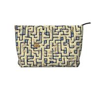 CNTDBU Labyrinth Treasure Map Corduroy Makeup Bag with Zipper, Cosmetic Pouch for Travel, Toiletries and Daily Use