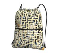 CNTDBU Labyrinth Treasure Map Drawstring Backpack with Zip-Waterproof Lightweight Daypack for Gym Sports, Adjustable Cinch Bag for Travel Hiking