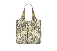 CNTDBU Labyrinth Treasure Map Packaway Shopping Tote-Lightweight Reusable Foldable Bag for Groceries, 25L Travel Rucksack with Drawstring for Work Gym