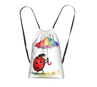 CNTDBU Ladybug's umbrella Foldable Drawstring Rucksack-Lightweight Packable Reusable Shopping Bag for Travel, Compact Pocket Sling Backpack for Camping Gym