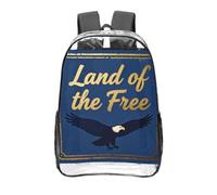 CNTDBU Land Free Phrase Clear Backpack 16 Inch Heavy Duty-Stadium Approved Transparent PVC Bookbag, Reinforced Bottom Travel Daypack Unisex