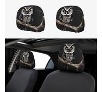 CNTDBU Late Night Owl Car Headrest Cover 2 Pack-Stretchable Soft Seat Cushion Protector for Cars, Universal Fit Headrest Covers for Truck SUV