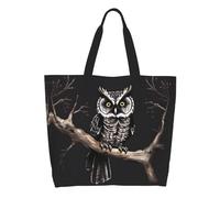 CNTDBU Late Night Owl Large Capacity Shoulder Tote Bag for Women â€“ Water-Resistant Polyester Shopper for Shopping Work Daily Use