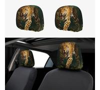 CNTDBU leopard Car Headrest Cover 2 Pack-Stretchable Soft Seat Cushion Protector for Cars, Universal Fit Headrest Covers for Truck SUV