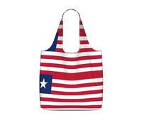 CNTDBU Liberian flag Packaway Shopping Tote-Lightweight Reusable Foldable Bag for Groceries, 25L Travel Rucksack with Drawstring for Work Gym