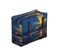 CNTDBU Lighthouse Coast Rock Heavy Duty Shopping Tote Bag-Waterproof Reusable Grocery Bag With Zip, Foldable Storage Bag For Travel Picnic