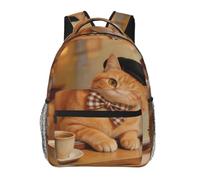 CNTDBU Literary Cat Lightweight Casual Rucksack for Adults-Large Capacity Travel Daypack with Padded Straps, Water Resistant Commuter Bag