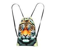 CNTDBU Little fat tiger head Foldable Drawstring Rucksack-Lightweight Packable Reusable Shopping Bag for Travel, Compact Pocket Sling Backpack for Camping Gym