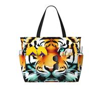 CNTDBU Little fat tiger head Large Capacity Beach Travel Bag-Waterproof Weekender Duffle with 7 Pockets, Oversized Tote for Gym Camping, Lightweight Foldable