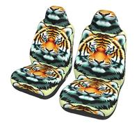CNTDBU Little fat tiger head Universal Car Seat Covers 2 Pack - 3D Foam Padding Polyester Protection for Sedan, SUV and Van Seats