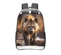 CNTDBU Lone Hyena Clear Backpack 16 Inch Heavy Duty-Stadium Approved Transparent PVC Bookbag, Reinforced Bottom Travel Daypack Unisex