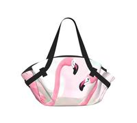 CNTDBU Love Flamingo 2-in-1 Picnic Blanket Bag-Foldable Waterproof Round Mat for Beach Park, Portable Camping Tote with Storage Pockets for Outdoor Adventures