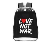 CNTDBU Love Not War Clear Backpack 16 Inch Heavy Duty-Stadium Approved Transparent PVC Bookbag, Reinforced Bottom Travel Daypack Unisex