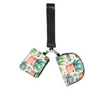 CNTDBU Lovely Succulent Plants Wristlet Keychain Wallet For Women-Small Wrist Bag For Keys Cards, 2 Pack Zip Pouch For Running Gym Travel, Outdoor Sports