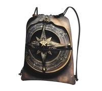 CNTDBU Magical Design Norse Runes Compass Drawstring Backpack with Zip-Waterproof Lightweight Daypack for Gym Sports, Adjustable Cinch Bag for Travel Hiking