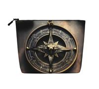 CNTDBU Magical Design Norse Runes Compass Hemp Texture Makeup Bag - Waterproof Large Cosmetic Organizer Pouch for Travel Toiletries & Daily Essentials