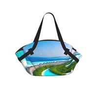 CNTDBU Maldives Scenery 2-in-1 Picnic Blanket Bag-Foldable Waterproof Round Mat for Beach Park, Portable Camping Tote with Storage Pockets for Outdoor Adventures