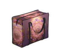 CNTDBU Mandala Flower Circle Heavy Duty Shopping Tote Bag-Waterproof Reusable Grocery Bag With Zip, Foldable Storage Bag For Travel Picnic