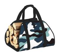 CNTDBU Marine Camouflage Firewood Carrier Bag-Heavy Duty Canvas Log Tote, Waterproof Wood Hauler with Padded Handles