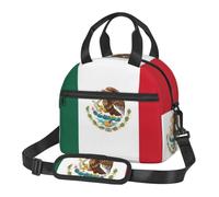 CNTDBU Mexico Flag Thermal Lunch Tote for Work-Insulated Food Bag with Adjustable Shoulder Strap, Leakproof Cooler for Daily Use