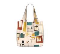 CNTDBU Mid Century Modern Packaway Shopping Tote-Lightweight Reusable Foldable Bag for Groceries, 25L Travel Rucksack with Drawstring for Work Gym