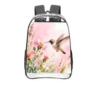 CNTDBU Miniature birds Clear Backpack 16 Inch Heavy Duty-Stadium Approved Transparent PVC Bookbag, Reinforced Bottom Travel Daypack Unisex