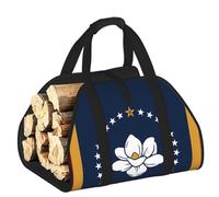 CNTDBU Mississippi State Flag Firewood Carrier Bag-Heavy Duty Canvas Log Tote, Waterproof Wood Hauler with Padded Handles