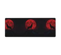 CNTDBU Moon Wolf Extra Large Desk Mat 11.8x31.5-Non Slip Gaming Mouse Pad with Stitched Edge, Waterproof Keyboard Pad for Office