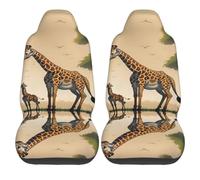CNTDBU Mother and child giraffe Car Seat Covers 2 Pack-Universal Fit Front Seat Protector for Auto SUV Truck, Breathable Fabric with Elastic Bottom