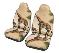 CNTDBU Mother and child giraffe Car Seat Covers 2 Pack-Universal Fit Front Seat Protector for Cars SUV Truck, Elastic Bottom Breathable Auto Seat Covers