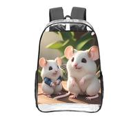 CNTDBU Mother and child rats Clear Backpack 16 Inch-Transparent PVC Stadium Approved Bag, Custom All-Over Print Front Pocket, Lightweight Travel Daypack Unisex