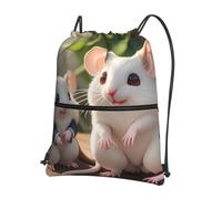 CNTDBU Mother and child rats Drawstring Backpack with Zip-Waterproof Lightweight Daypack for Gym Sports, Adjustable Cinch Bag for Travel Hiking