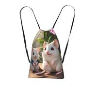 CNTDBU Mother and child rats Foldable Drawstring Rucksack-Lightweight Packable Reusable Shopping Bag for Travel, Compact Pocket Sling Backpack for Camping Gym