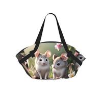 CNTDBU Mouse in Love 2-in-1 Picnic Blanket Bag-Foldable Waterproof Round Mat for Beach Park, Portable Camping Tote with Storage Pockets for Outdoor Adventures