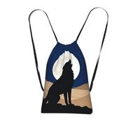 CNTDBU Mysterious Lone Wolf Foldable Drawstring Rucksack-Lightweight Packable Reusable Shopping Bag for Travel, Compact Pocket Sling Backpack for Camping Gym