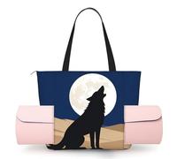 CNTDBU Mysterious Lone Wolf Women's Yoga Bag-Large Gym Tote with Yoga Mat Holder, Lightweight Shoulder Bag for Workout Travel Beach