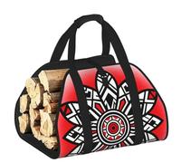 CNTDBU Native American Flowers Firewood Carrier Bag-Heavy Duty Canvas Log Tote, Waterproof Wood Hauler with Padded Handles