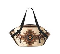 CNTDBU Native American Painting 2-in-1 Picnic Blanket Bag-Foldable Waterproof Round Mat for Beach Park, Portable Camping Tote with Storage Pockets for Outdoor Adventures