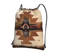 CNTDBU Native American Patterns Drawstring Backpack with Zip-Waterproof Lightweight Daypack for Gym Sports, Adjustable Cinch Bag for Travel Hiking