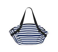 CNTDBU Nautical stripe pattern 2-in-1 Picnic Blanket Bag-Foldable Waterproof Round Mat for Beach Park, Portable Camping Tote with Storage Pockets for Outdoor Adventures