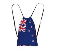 CNTDBU New Zealand Flag Foldable Drawstring Rucksack-Lightweight Packable Reusable Shopping Bag for Travel, Compact Pocket Sling Backpack for Camping Gym