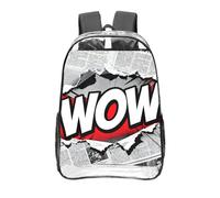 CNTDBU News Explosion Pop Clear Backpack 16 Inch Heavy Duty-Stadium Approved Transparent PVC Bookbag, Reinforced Bottom Travel Daypack Unisex