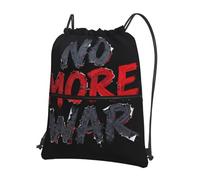 CNTDBU No More War Drawstring Backpack with Zip-Waterproof Lightweight Daypack for Gym Sports, Adjustable Cinch Bag for Travel Hiking