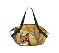 CNTDBU Nut-eating squirrel 2-in-1 Picnic Blanket Bag-Foldable Waterproof Round Mat for Beach Park, Portable Camping Tote with Storage Pockets for Outdoor Adventures