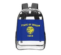 CNTDBU Oregon State Flag Clear Backpack 16 Inch-Transparent PVC Stadium Approved Bag, Custom All-Over Print Front Pocket, Lightweight Travel Daypack Unisex