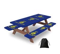 CNTDBU Oregon State Flag Picnic Table Cover 72in-Waterproof Bench Covers Set for Camping, Elastic Edge Tablecloth for Outdoor BBQ