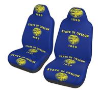 CNTDBU Oregon State Flag Universal Car Seat Covers 2 Pack - 3D Foam Padding Polyester Protection for Sedan, SUV and Van Seats