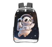 CNTDBU Panda Astronaut Space Clear Backpack 16 Inch Heavy Duty-Stadium Approved Transparent PVC Bookbag, Reinforced Bottom Travel Daypack Unisex