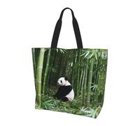 CNTDBU Panda Bamboo Forest Large Shoulder Tote Bag for Women-Lightweight Waterproof Shopping Bag, Reusable Grocery Tote with Inner Pocket for Work Travel