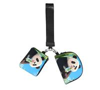 CNTDBU Panda Bamboo Pop Wristlet Keychain Wallet For Women-Small Wrist Bag For Keys Cards, 2 Pack Zip Pouch For Running Gym Travel, Outdoor Sports